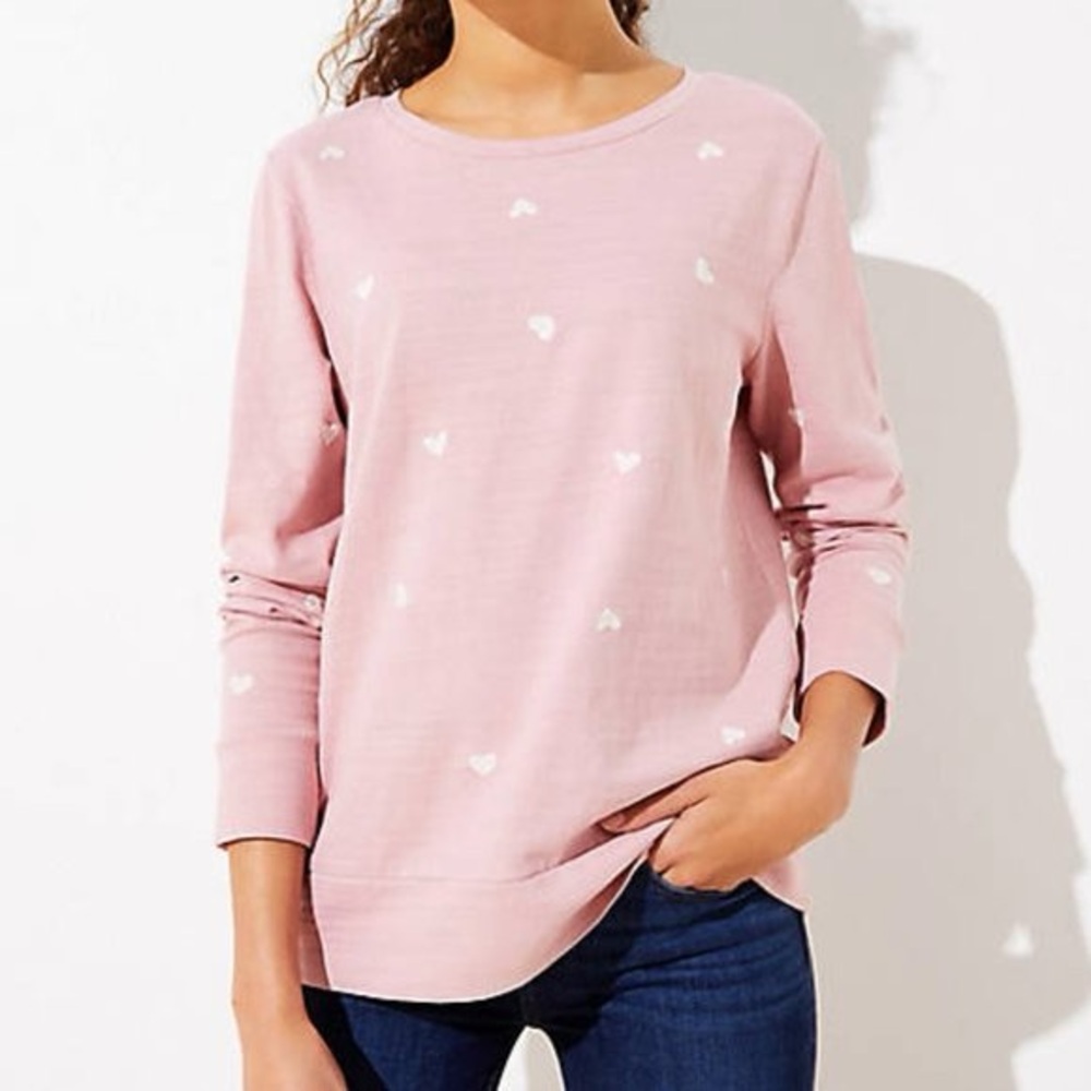 Joci & I Pink Heart Print Sweatshirt - Size XL